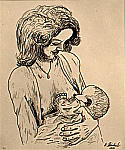 Zeichnung: Stillende Mutter