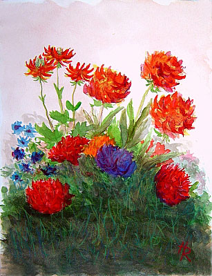 Blumengemlde vom Kunstmaler Hugo Reinhart >>Sommerblumen<<