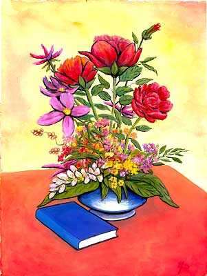 Blumengemlde vom Kunstmaler Hugo Reinhart >>Gesteck<<